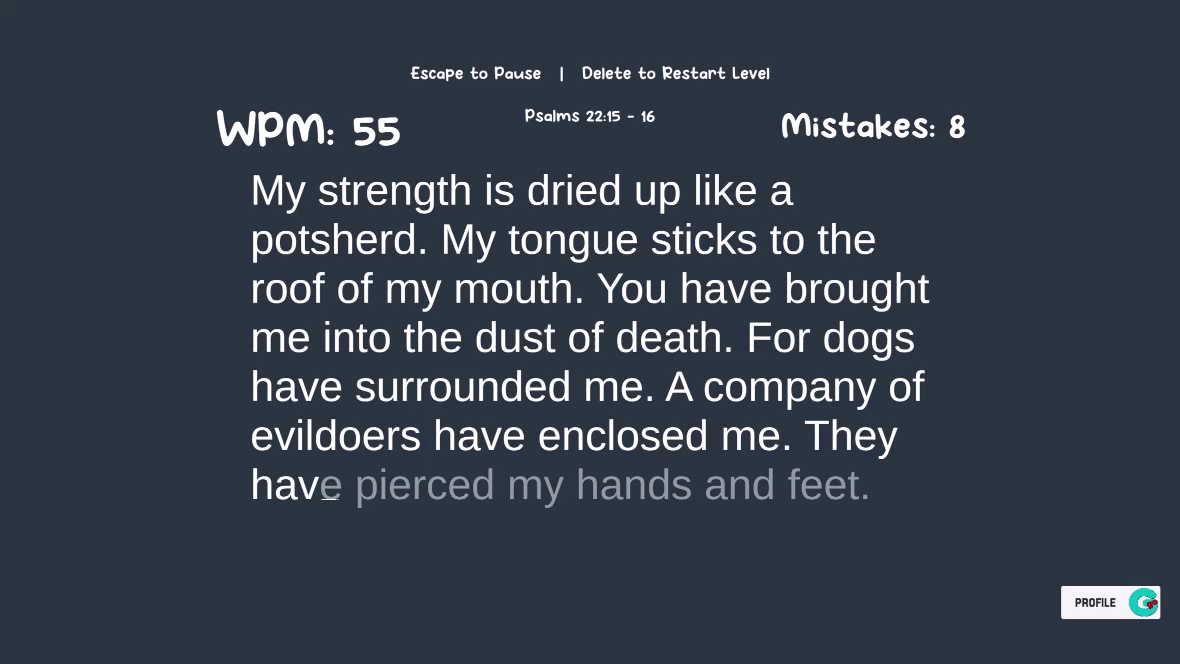 Word feature, shows words per minute